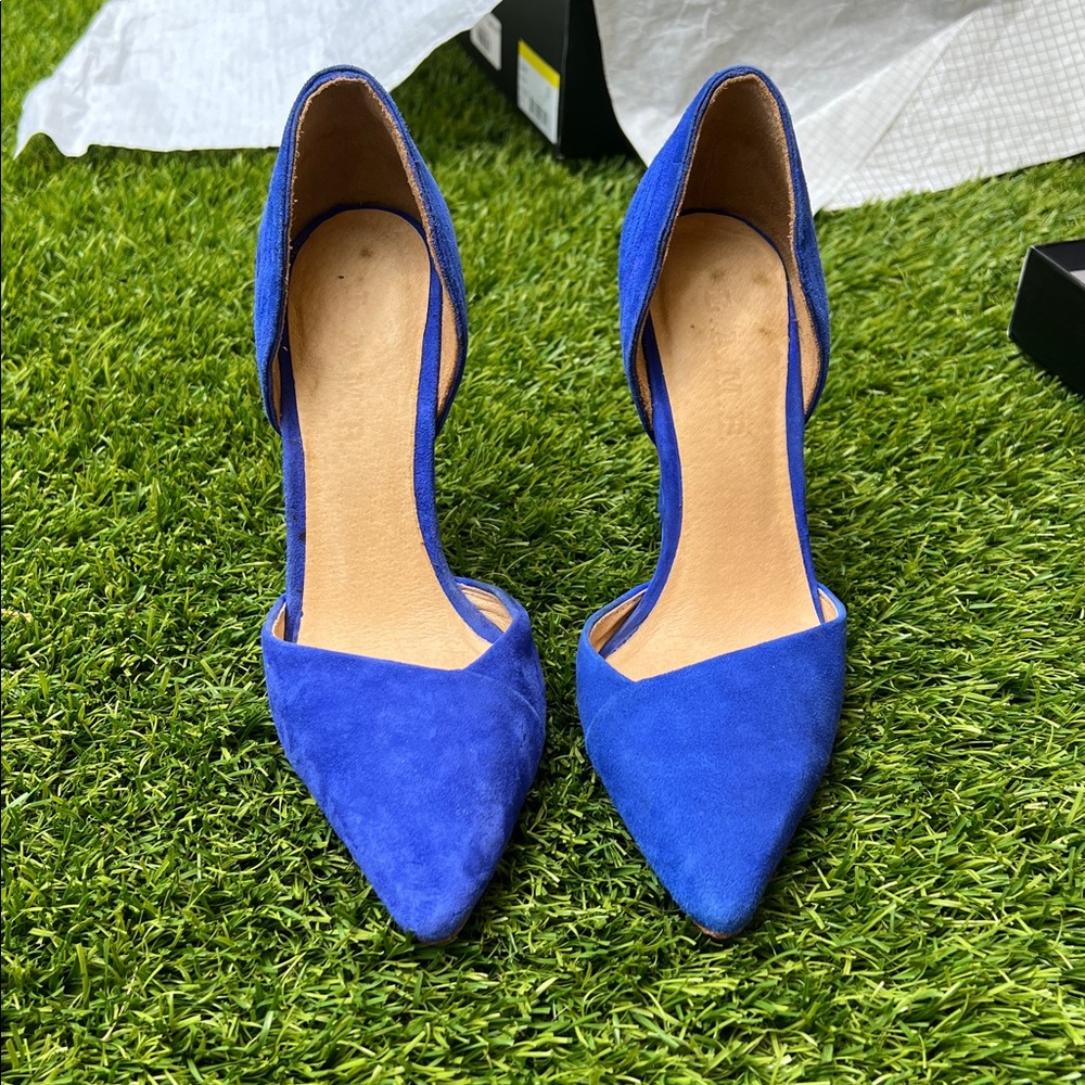NWB L.A.M.B. Faith Indigo Blue Suede Heels size 5 1/2 NIB - Picture 2 of 14